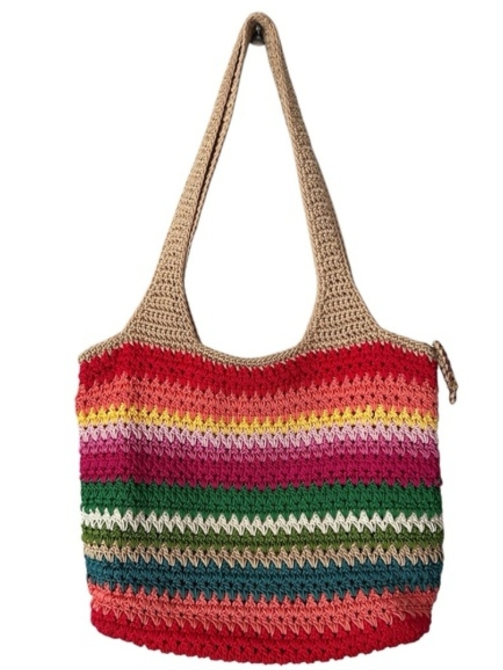 The Sak Multicolor Crochet Hobo with Tan Handle